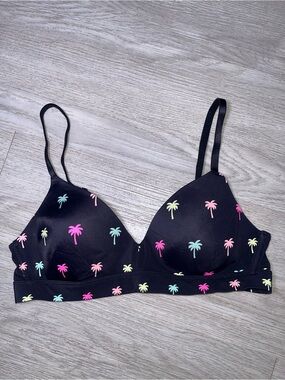 PINK by Victoria's Secret Black Palm Tree Bra 34B